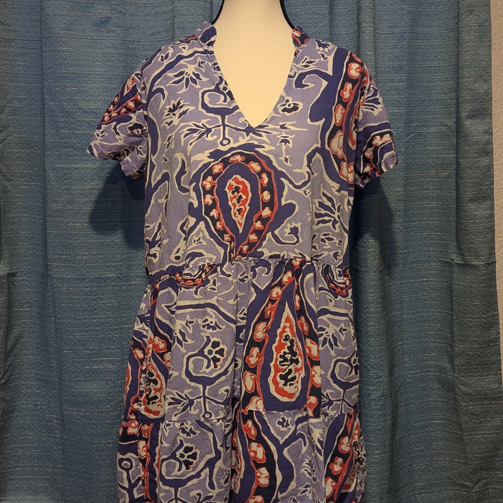 La Plage V-Neck Dress with Bold Pattern